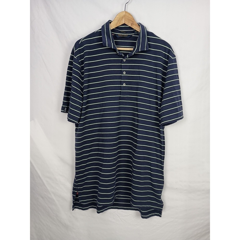 Polo Ralph Lauren Striped Blue Short Sleeve Stretch Lisle Shirt Golf Old Money